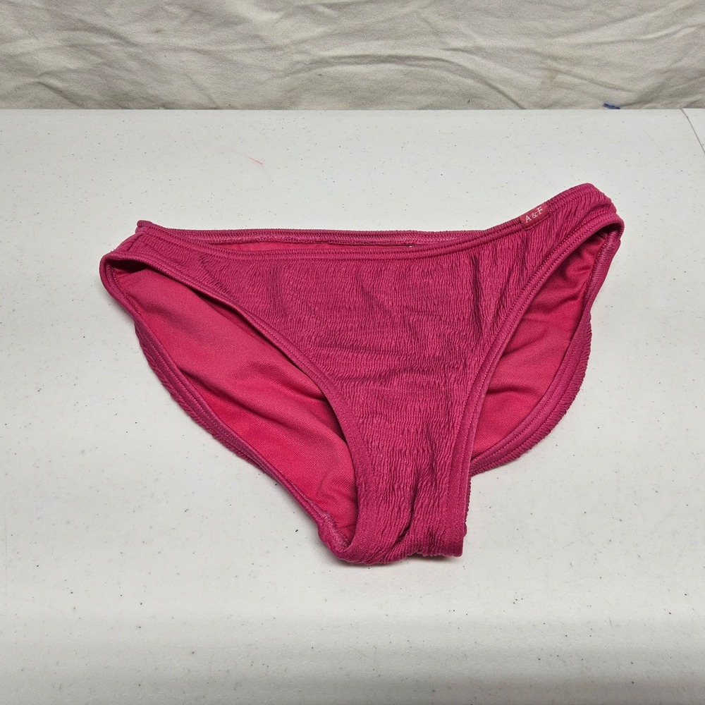 Abercrombie Kids Bikini Swim Bottom Girls 11/12 Pink Ribbed Crinkle Texture
